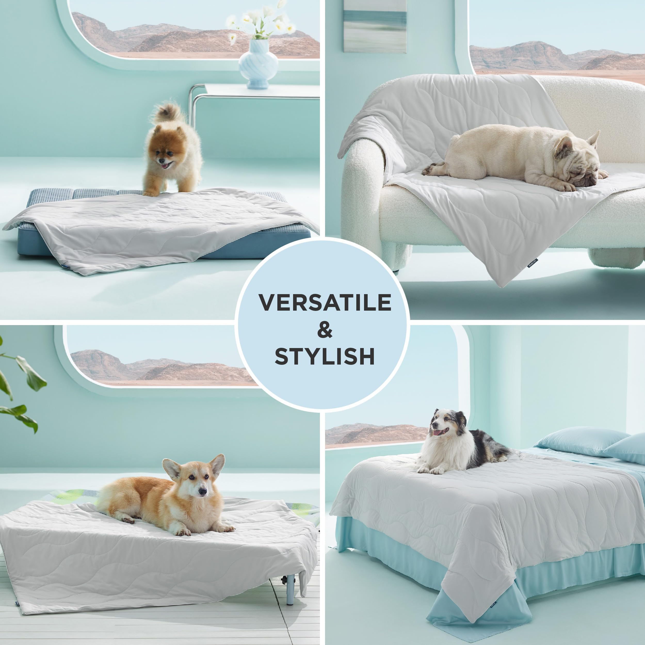 Bedsure manta gris perla, diseño decorativo que complementa la habitación.