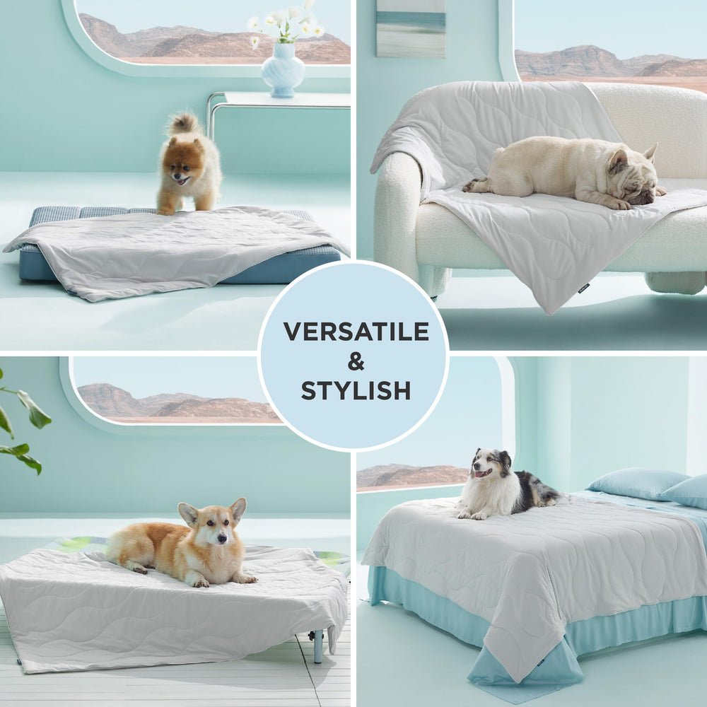 Bedsure manta gris perla, diseño decorativo que complementa la habitación.