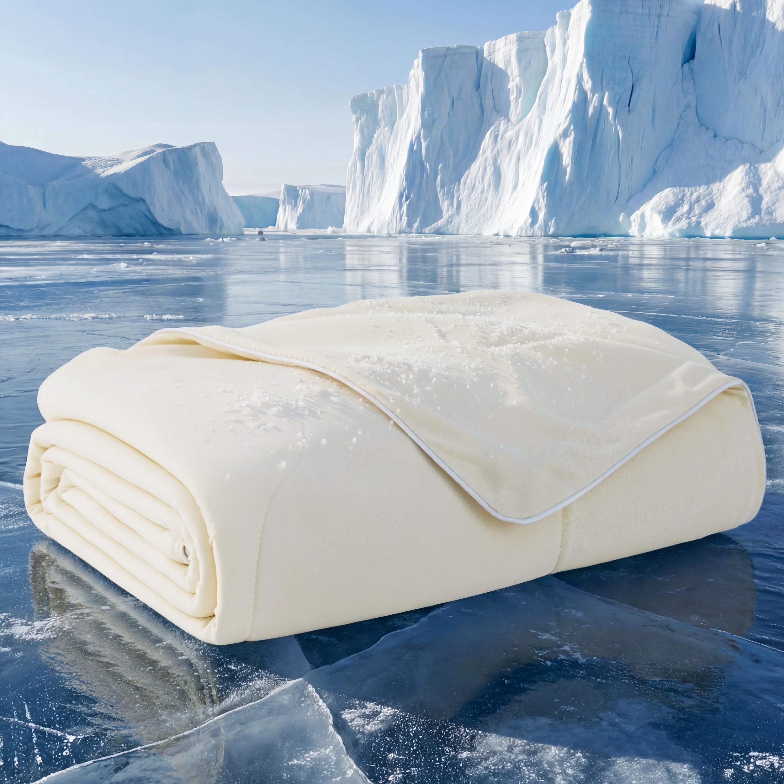 Bedsure manta refrigerante para perro grande en cama beige, frescura suave