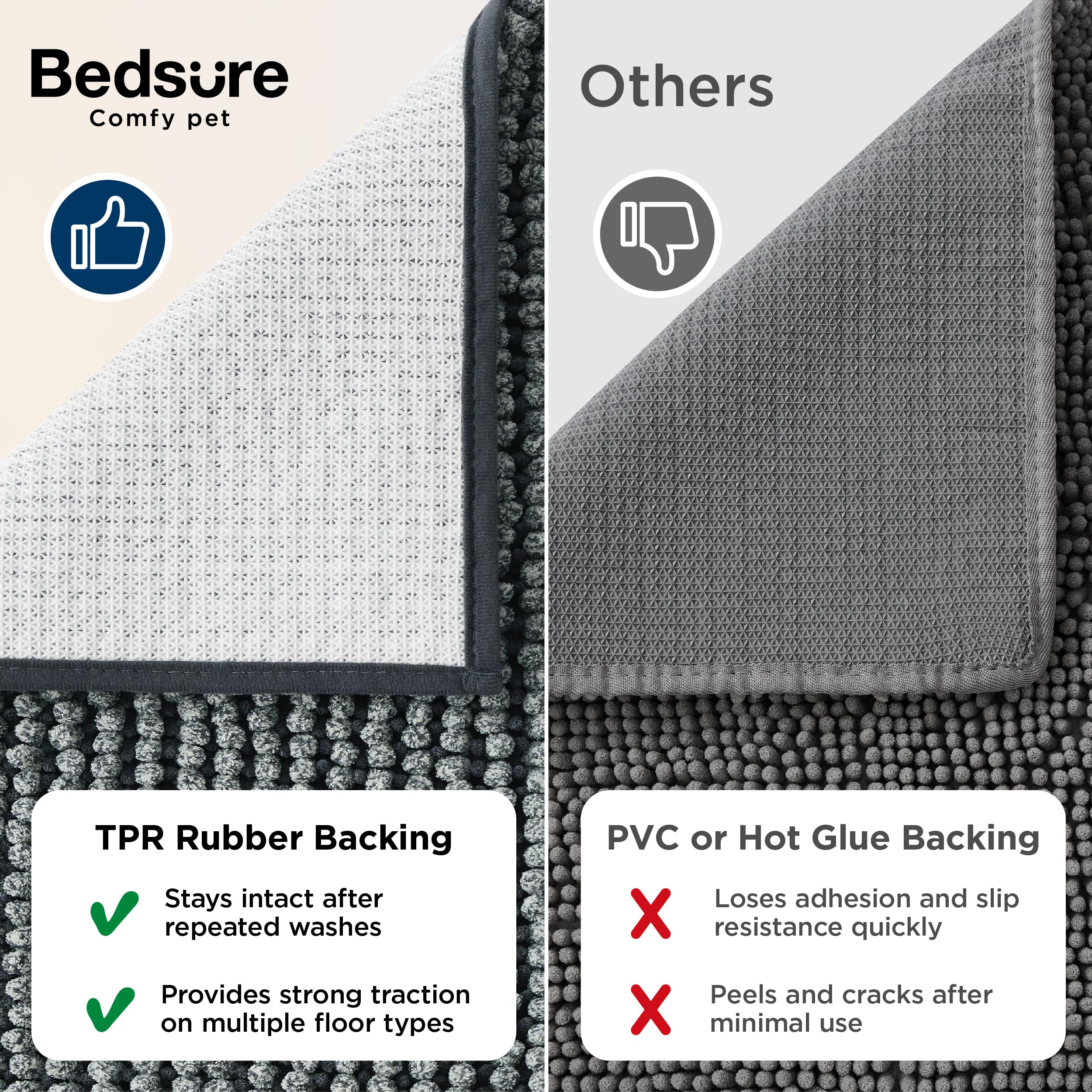Bedsure retiene humedad eficientemente, mantiene seco el umbral.