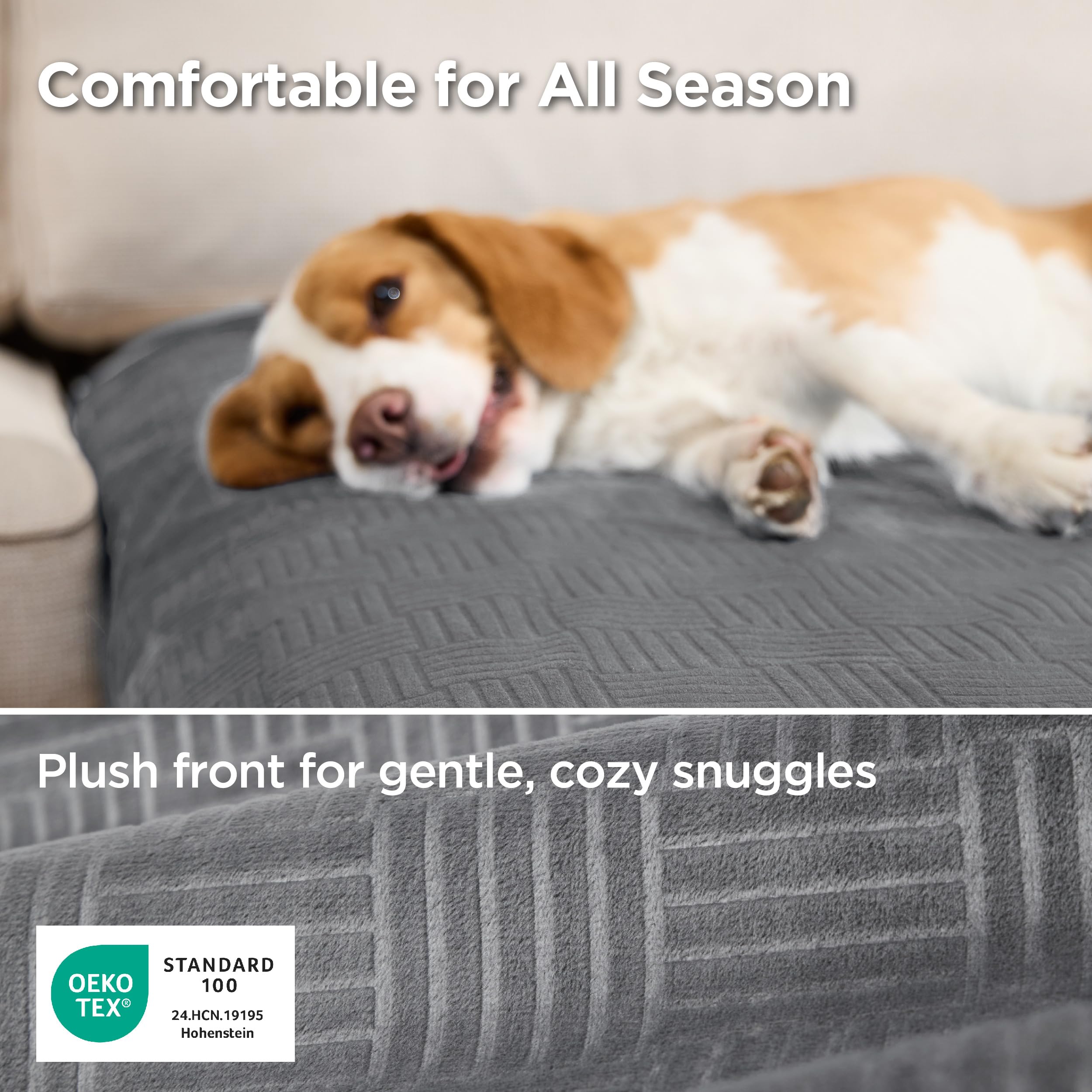 Bedsure velvet cristal suave para mascotas en gris ceniza, ideal para descansar sobre muebles.