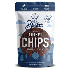 Beg & Barker Turkey Chips en empaque visible, snack natural para perros.