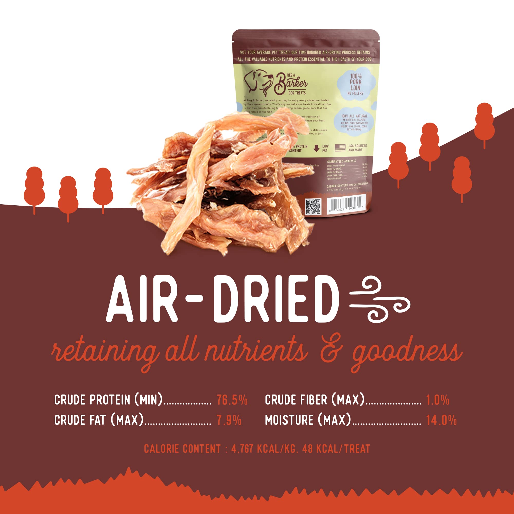 Empaque Beg & Barker de jerky de cerdo para perros activos.