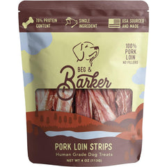 Beg & Barker jerky de cerdo en tiras para entrenamiento canino.