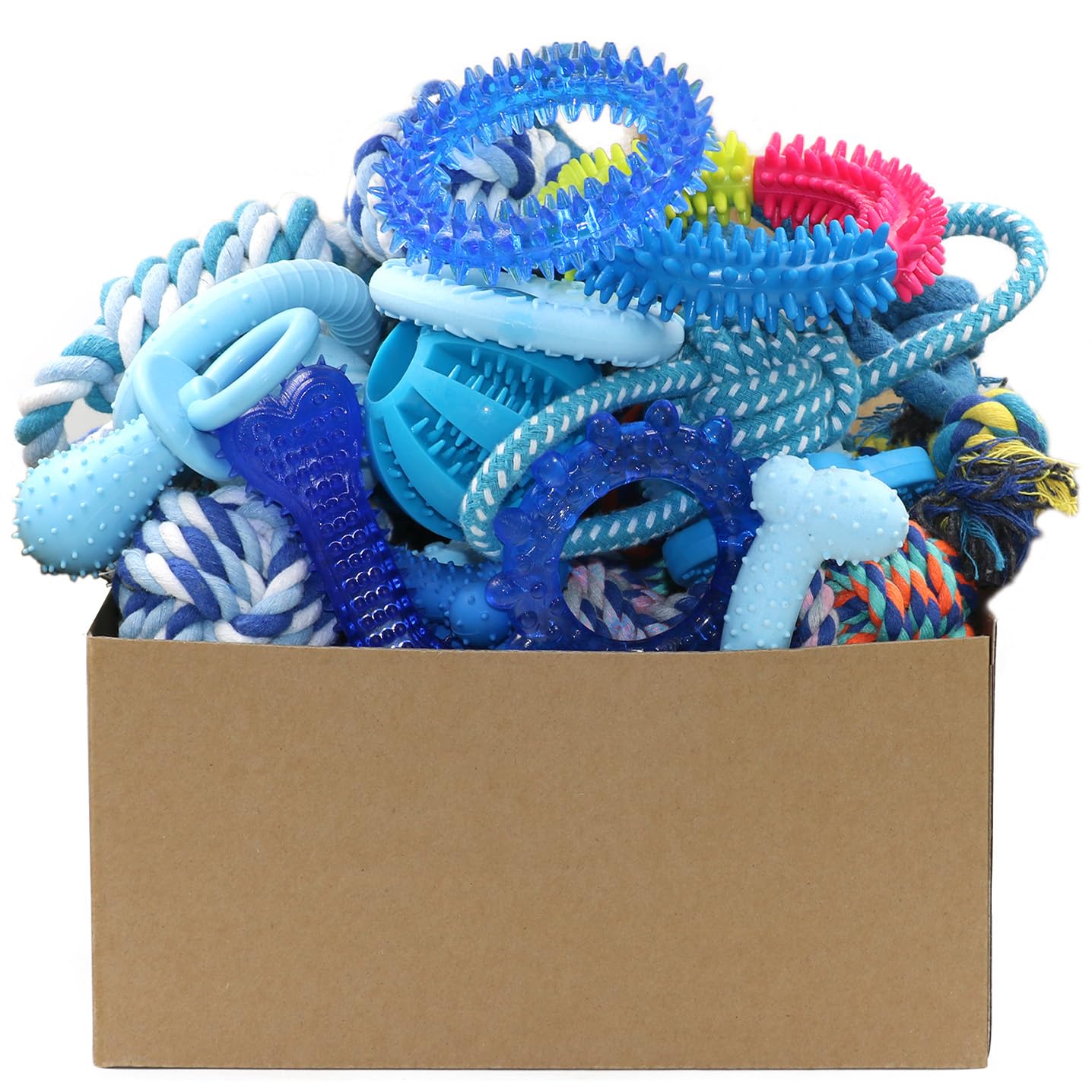 Beiker conjunto de juguetes para cachorros azul, ideal para juego diario y estimulación.