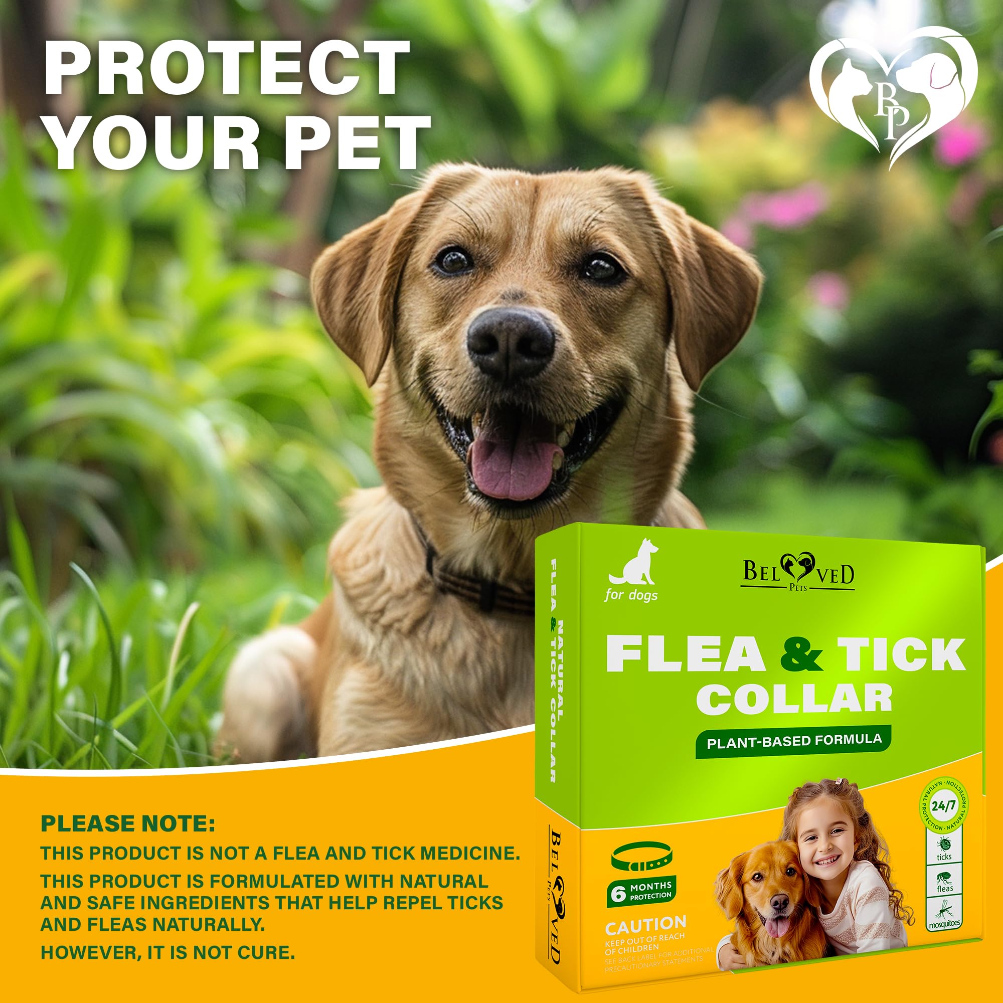 Beloved Pets collar etiqueta logotipo, diseño discreto y fácil de identificar.