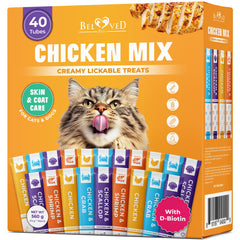 Beloved Pets tubos cremosos de pollo, snack sabroso para gatos que hidrata