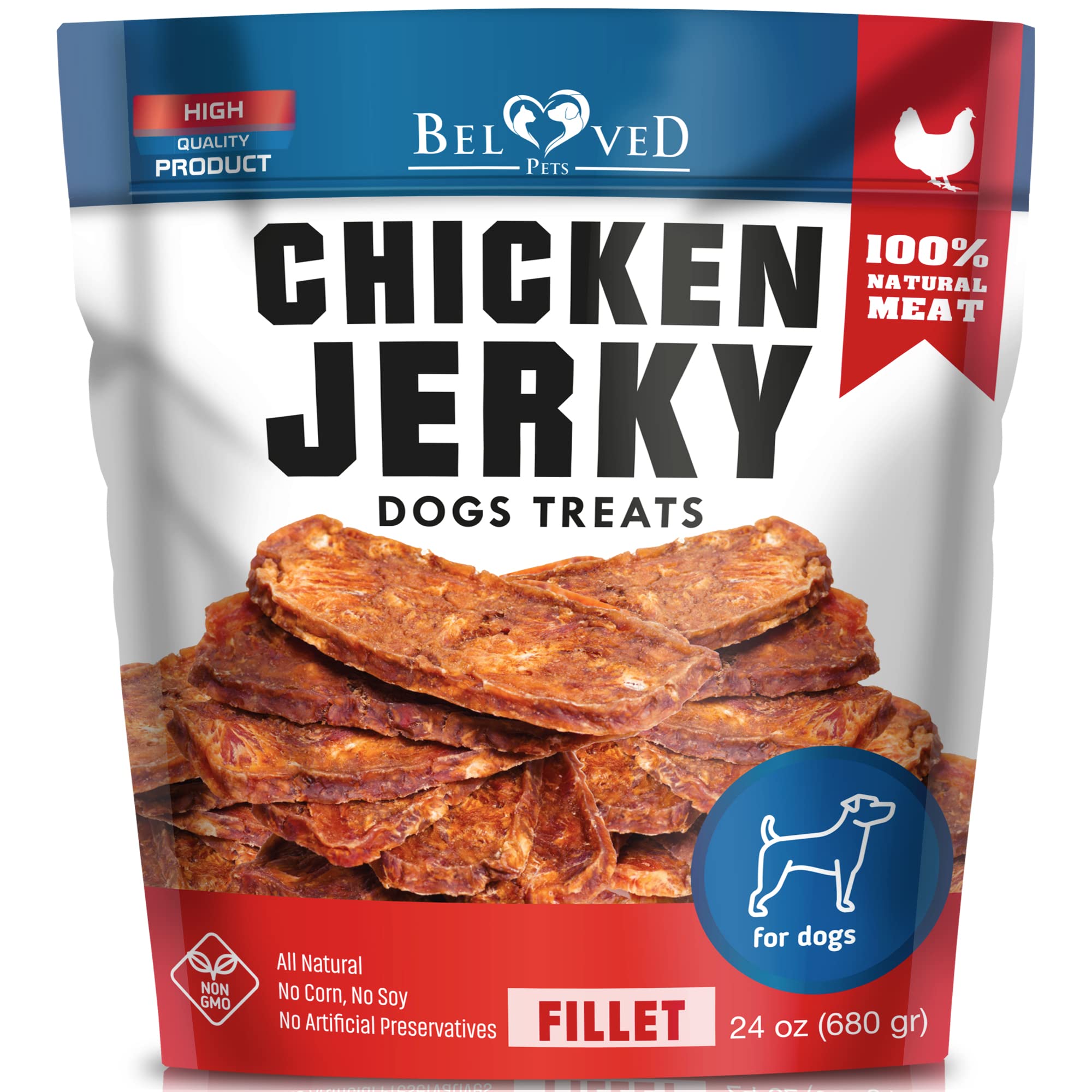Beloved Pets tiras de pollo en paquete grande, ideal para premiar durante el entrenamiento