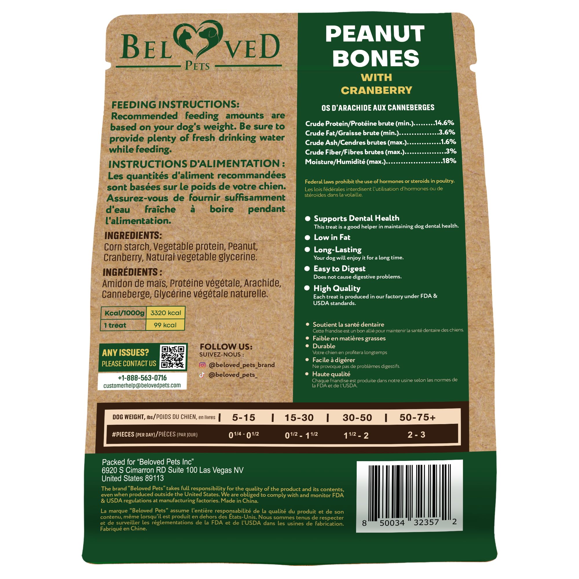 Beloved Pets sans cuir brut os pour chien – friandises sûres et propres.
