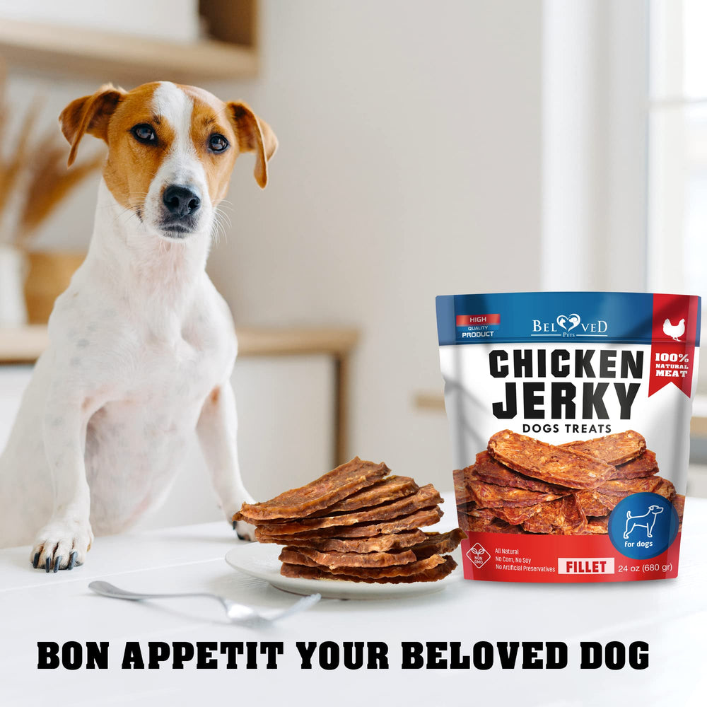 Sin rellenos y sin cuero crudo, tiras de Beloved Pets para snack natural