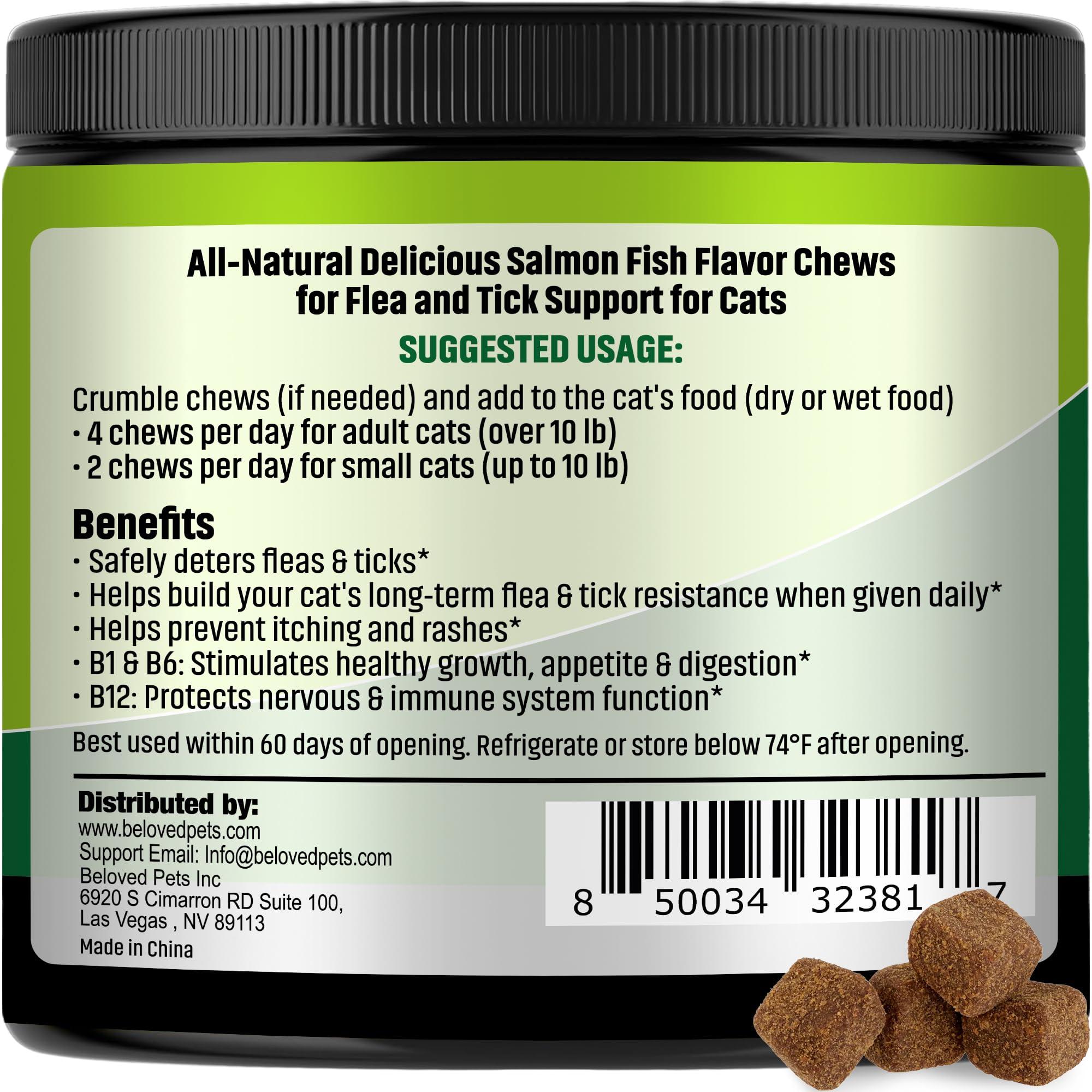 Beloved Pets tabletas sabor salmón para perros: opción sabrosa para prevención de pulgas.
