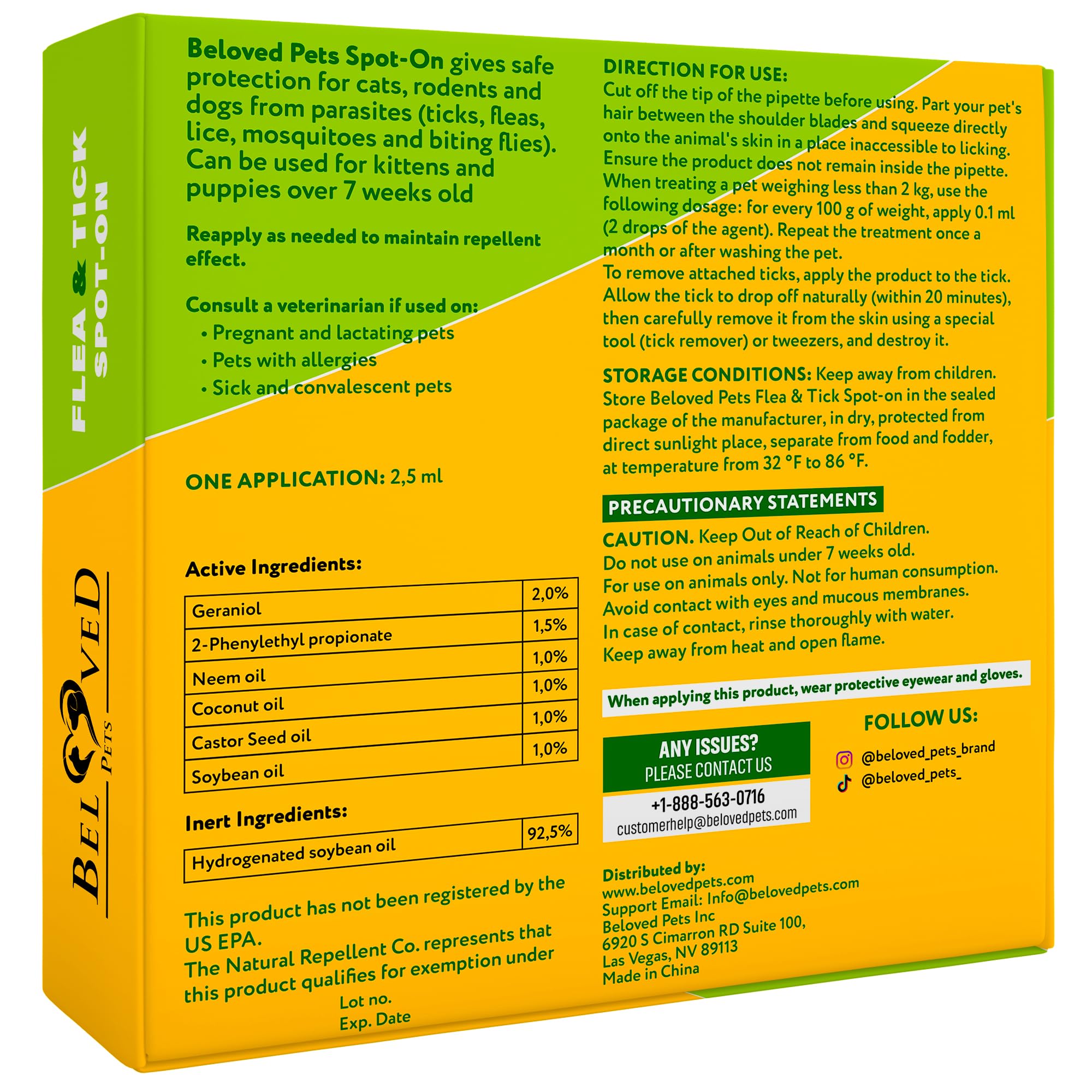 Beloved Pets tratamiento natural de pulgas para perros y gatos, opción suave.