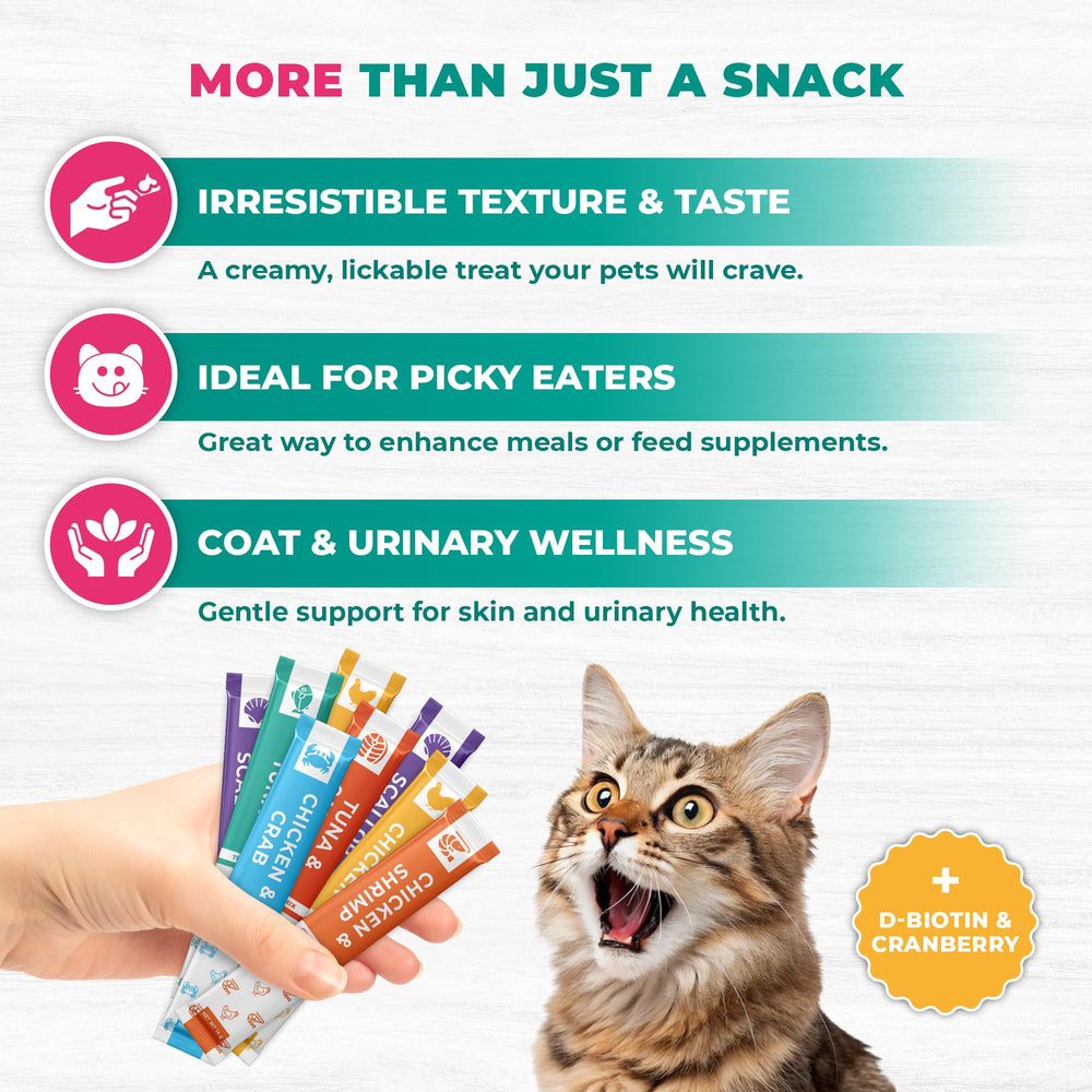 Beloved Pets, tubitos para gatos con sabores atún y pollo, ideal como snack.