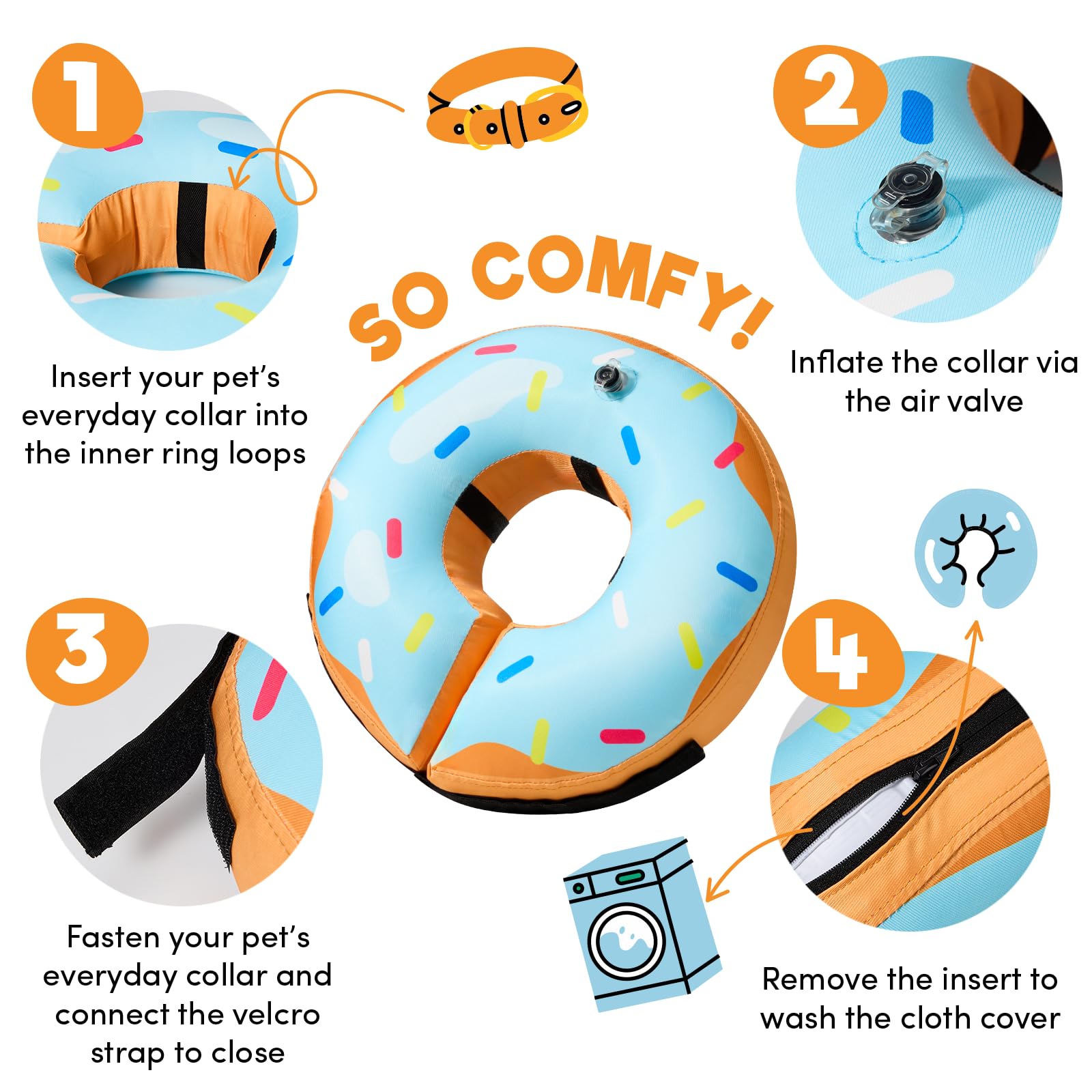 BENCMATE collar donut inflable comodidad-perro: facilita comer y beber.