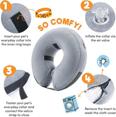 Bencmate collar inflable para uso postoperatorio en perros y gatos, cómodo y suave.