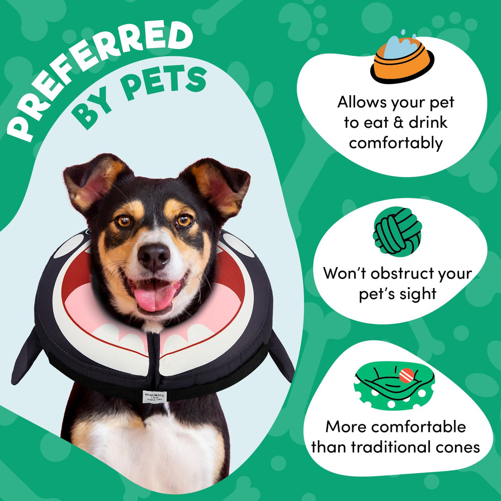 BENCMATE cono inflable para perro Orca grande, durabilidad y facilidad de limpieza.