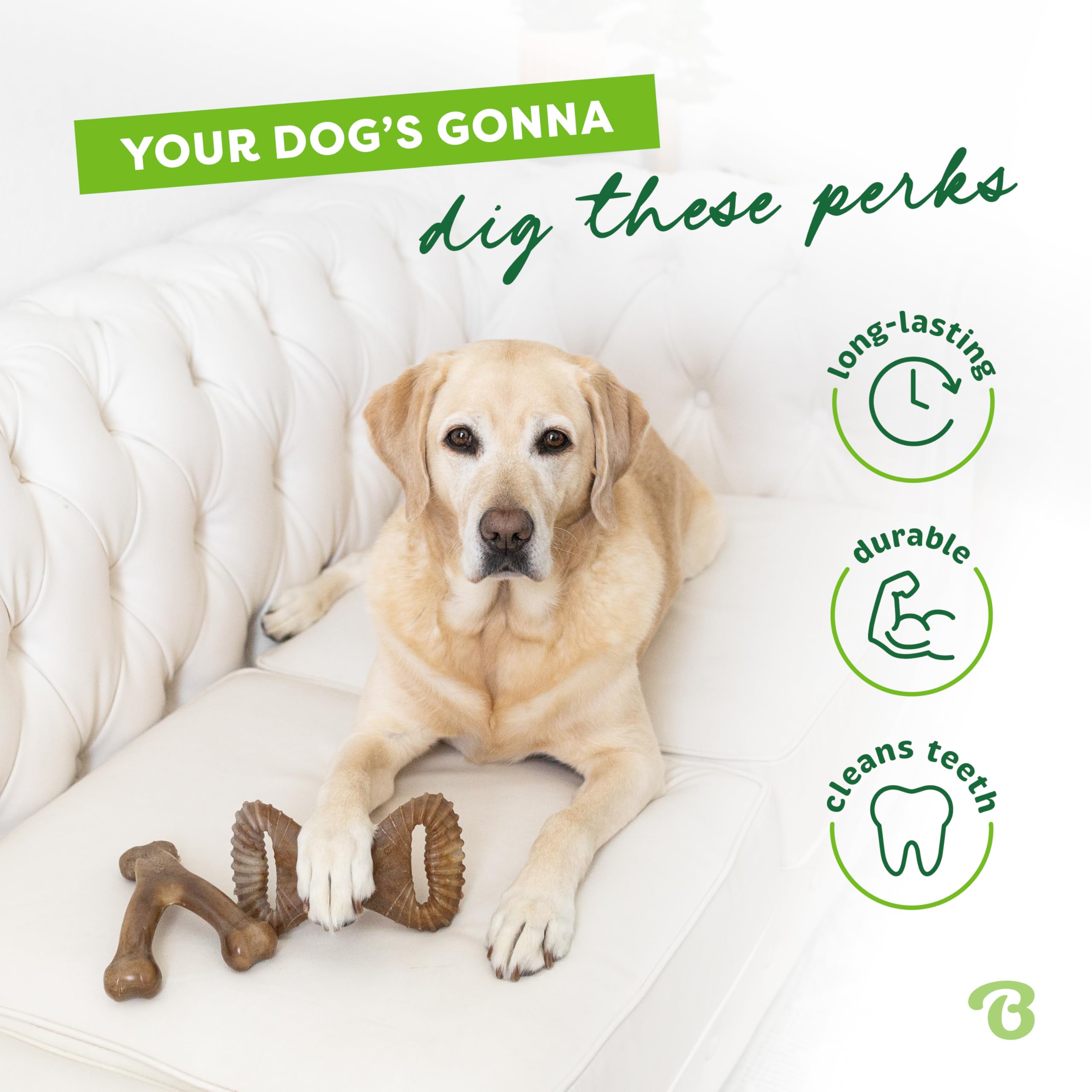 Benebone, agarre cómodo, diseño tipo Wishbone para mordidas fáciles y seguras.
