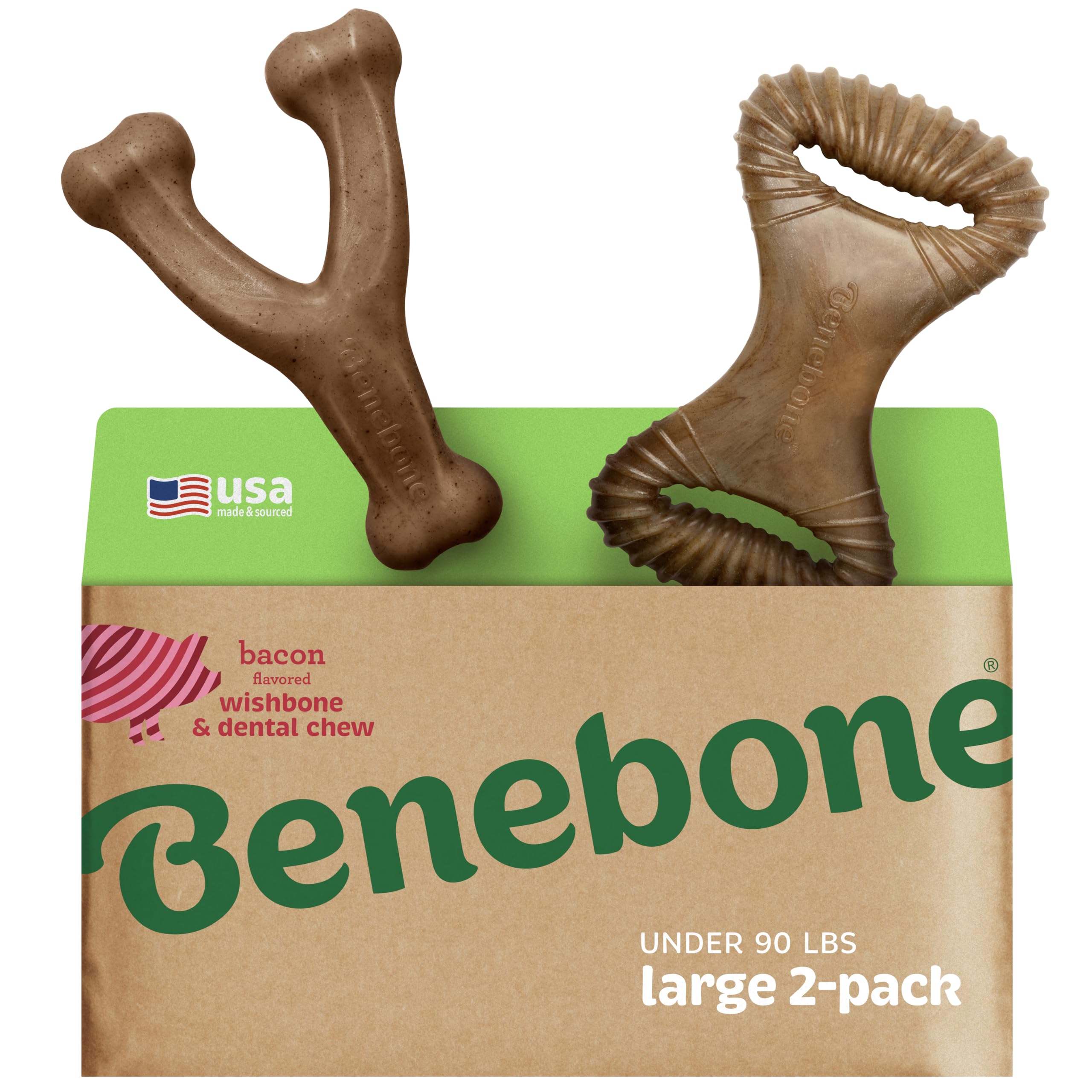 Benebone con dos formas Wishbone y Fishbone para juego prolongado y masticación.
