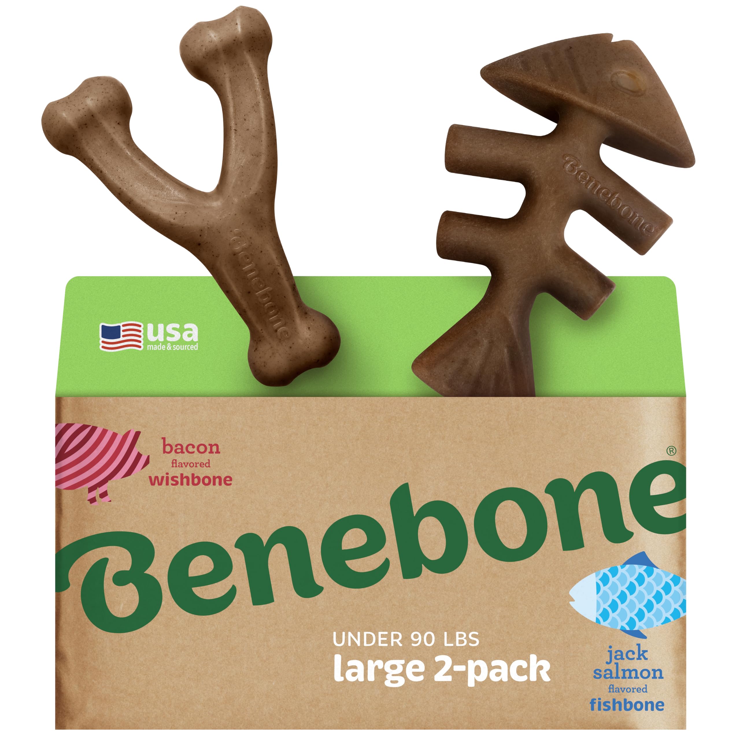Benebone dos-pack mordedores duraderos para perros grandes