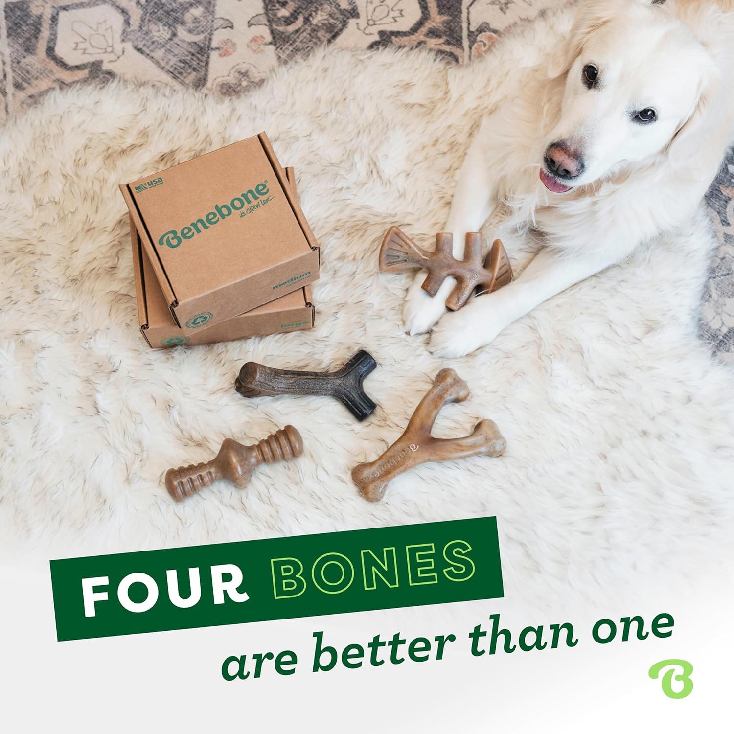 Benebone hecho en Estados Unidos, garantiza calidad y durabilidad.