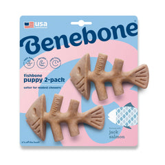 Benebone Puppy Fishbone: juguete mordedor curvo para un agarre cómodo.