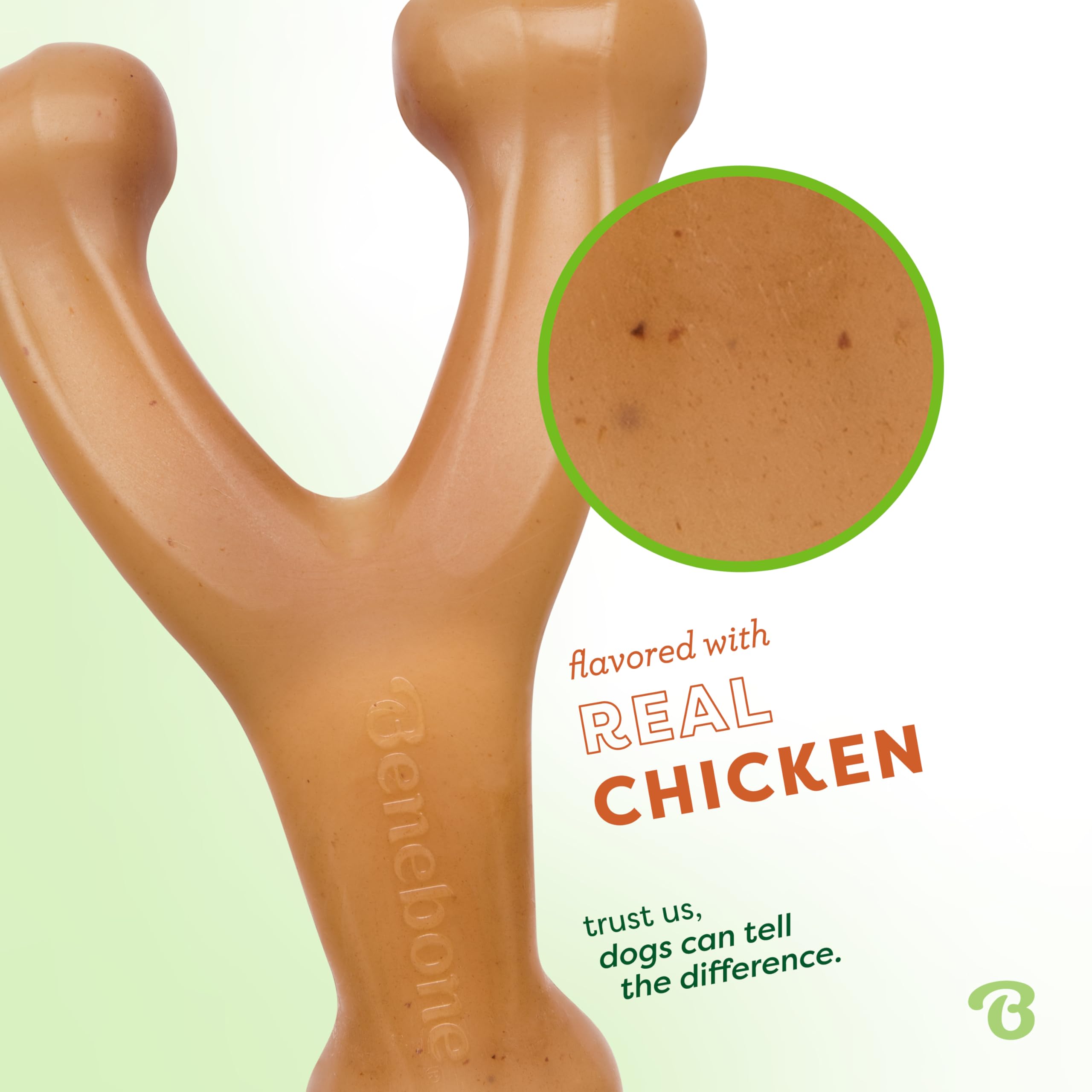 Benebone Wishbone sabor-pollo-real, mordedor con sabor auténtico para masticar.
