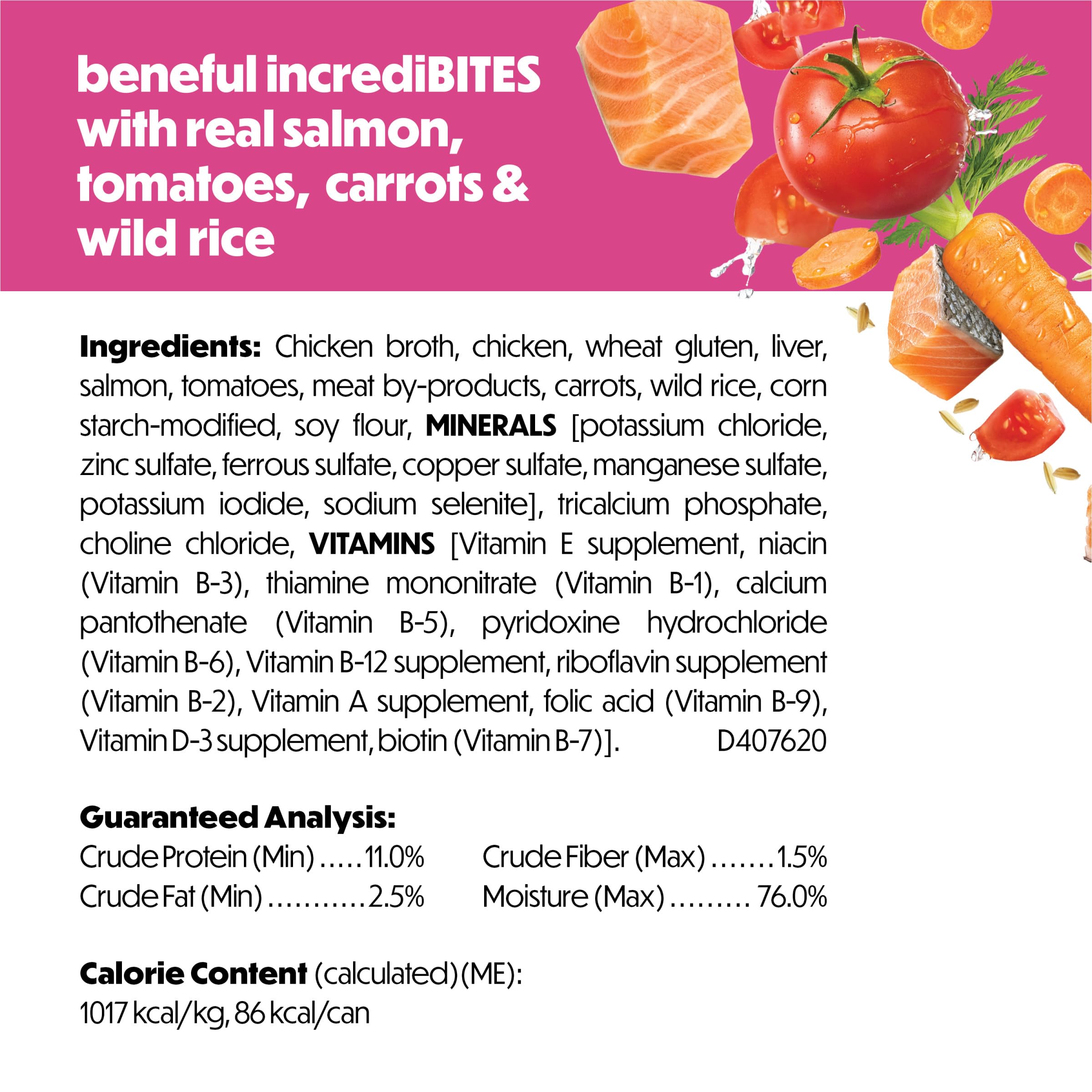 Beneful con 23 vitaminas y minerales para nutrición equilibrada.