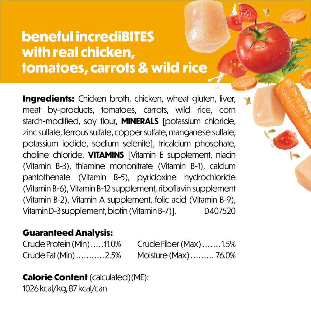 Beneful verduras reales visibles, complemento natural para la dieta.