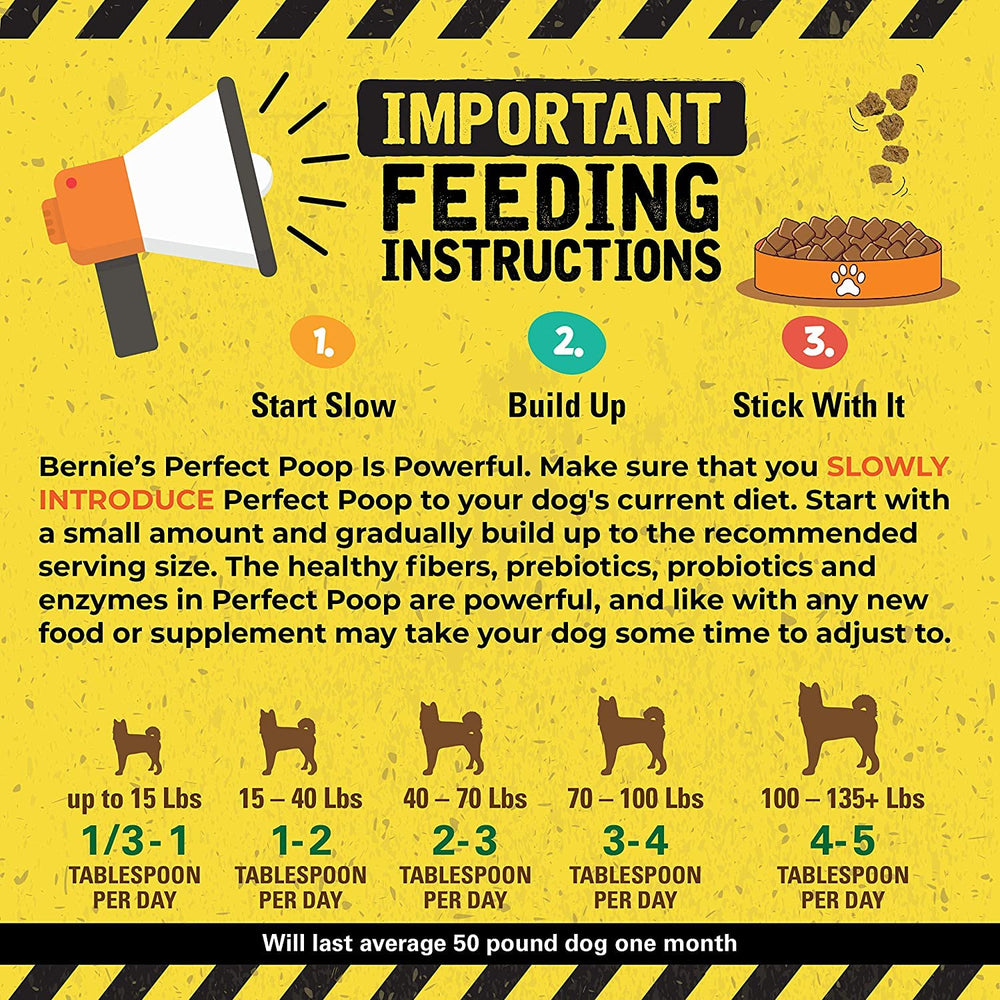 Bernie's Perfect Poop envase de 12.8 oz facilita el uso diario en casa.