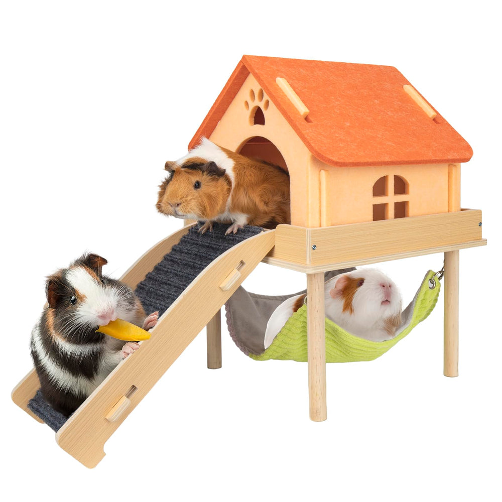 BESNEW cobaya hamaca 3 en 1 con casa y plataforma, descanso cómodo para tu mascota