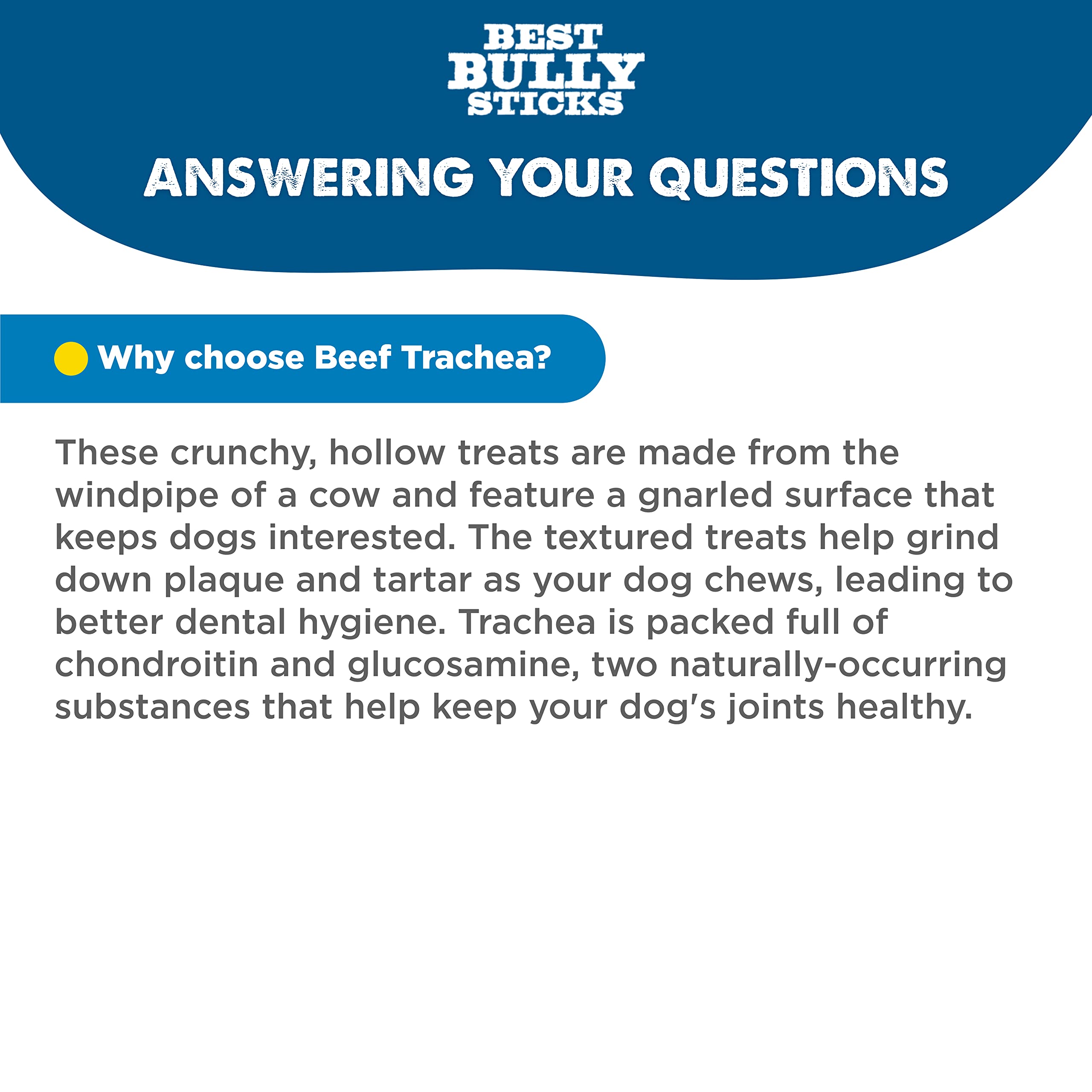 Best Bully Sticks Tráquea de res 3 pulgadas, sabor natural y digestible