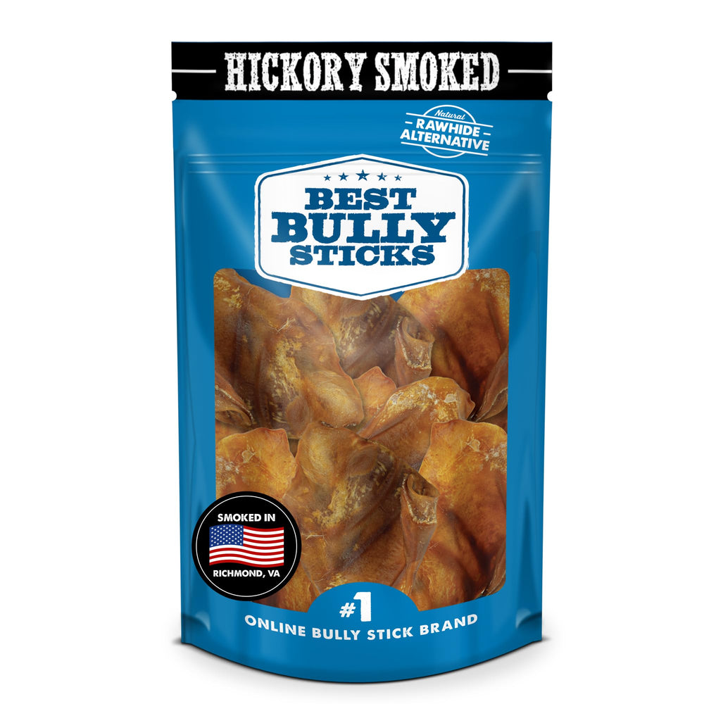 Best Bully Sticks orejas de cerdo ahumadas al horno, entretenimiento y apoyo dental.