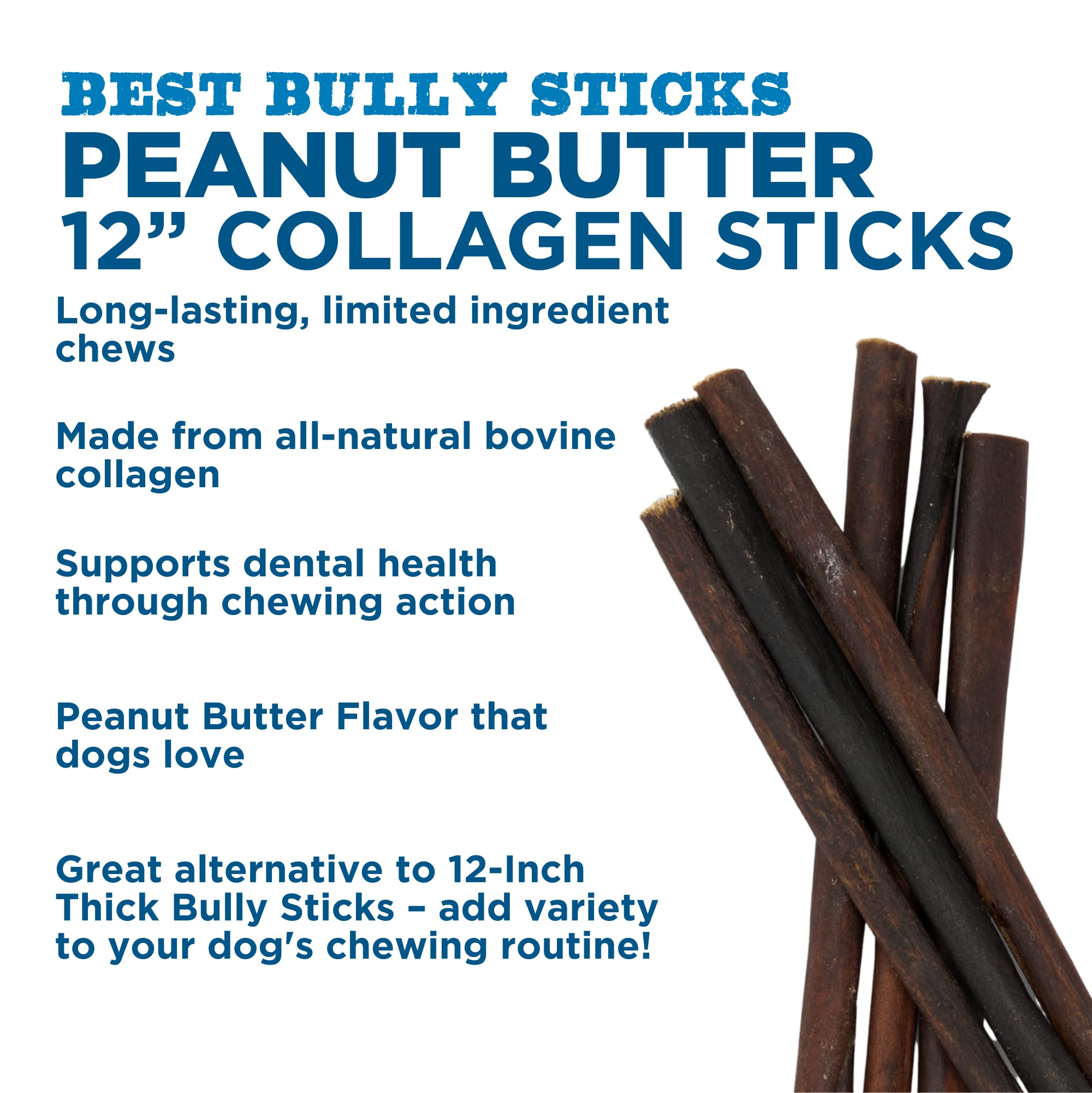 Best Bully Sticks palitos de colágeno para todos los tamaños de perros.