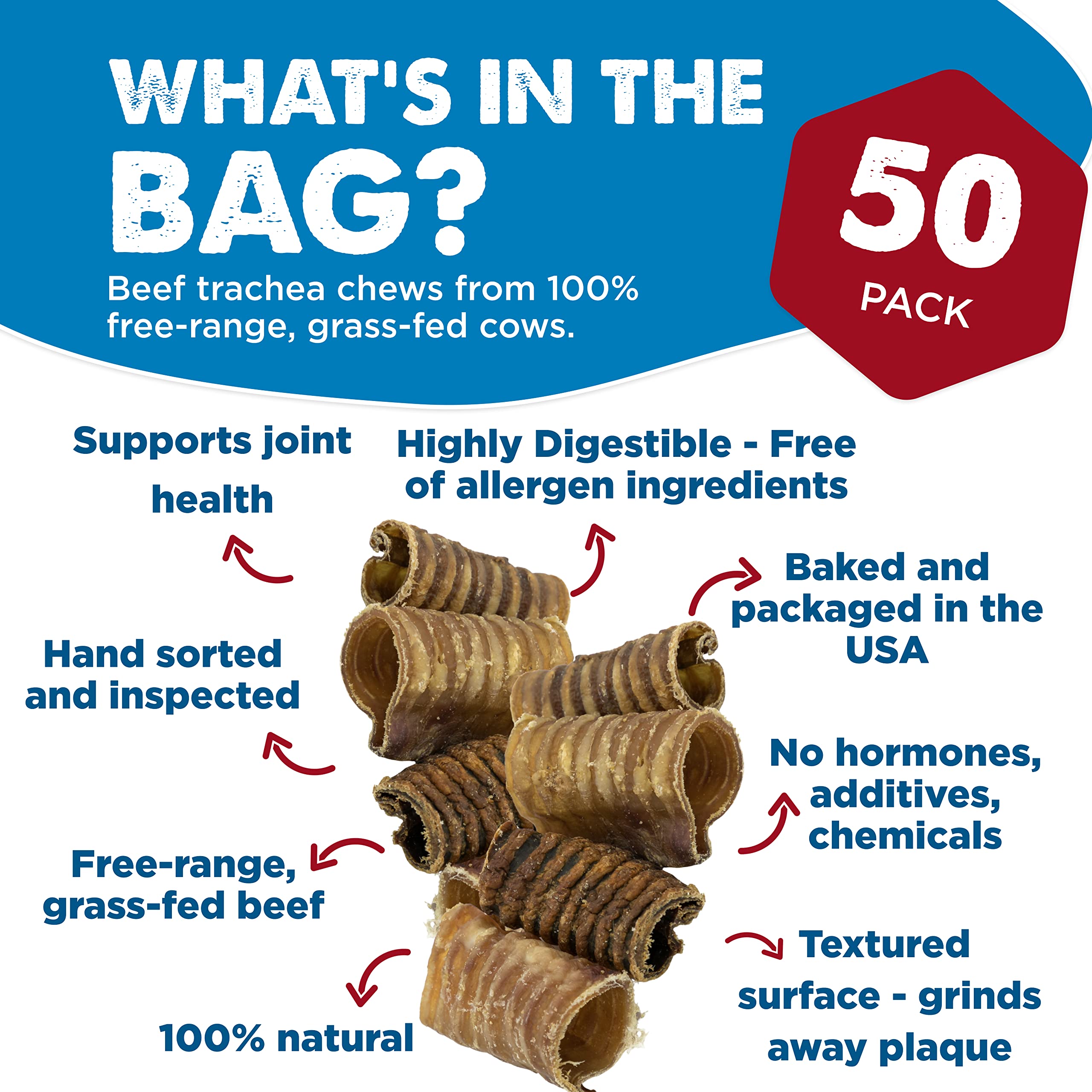 Tráquea de res 3 pulgadas de Best Bully Sticks, snack dental para perros