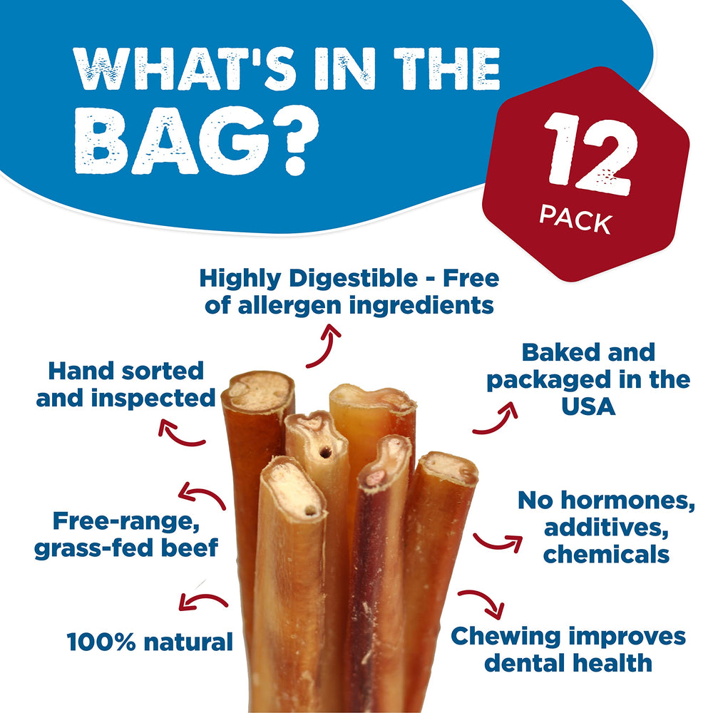 Best Bully Sticks ternera pastura natural, snack saludable para perros