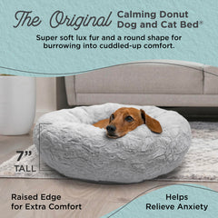Best Friends by Sheri cama donut gris, pelaje de lujo para calor suave