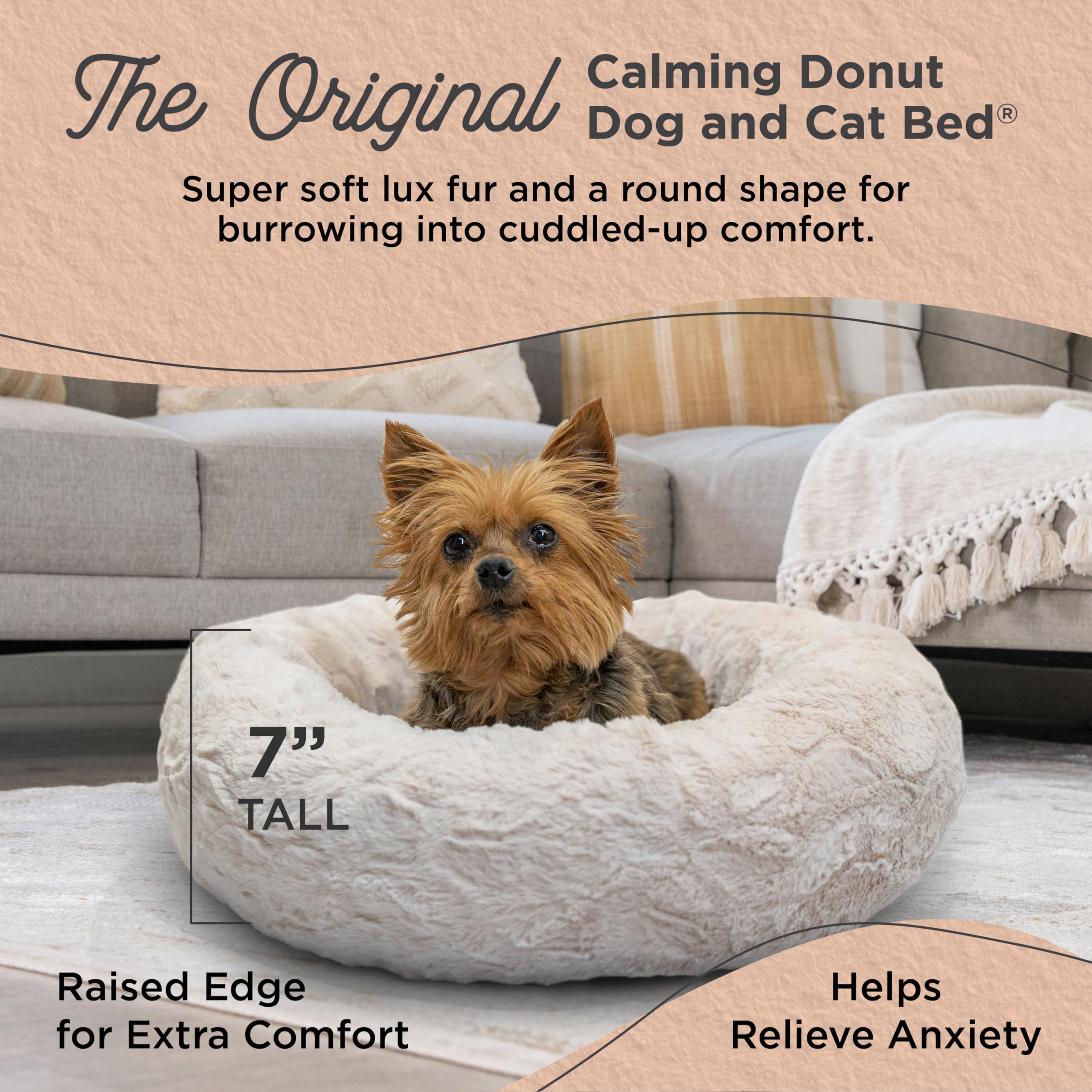 Best Friends by Sheri cama donut pelaje lujo, abrigo suave para siestas cálidas.