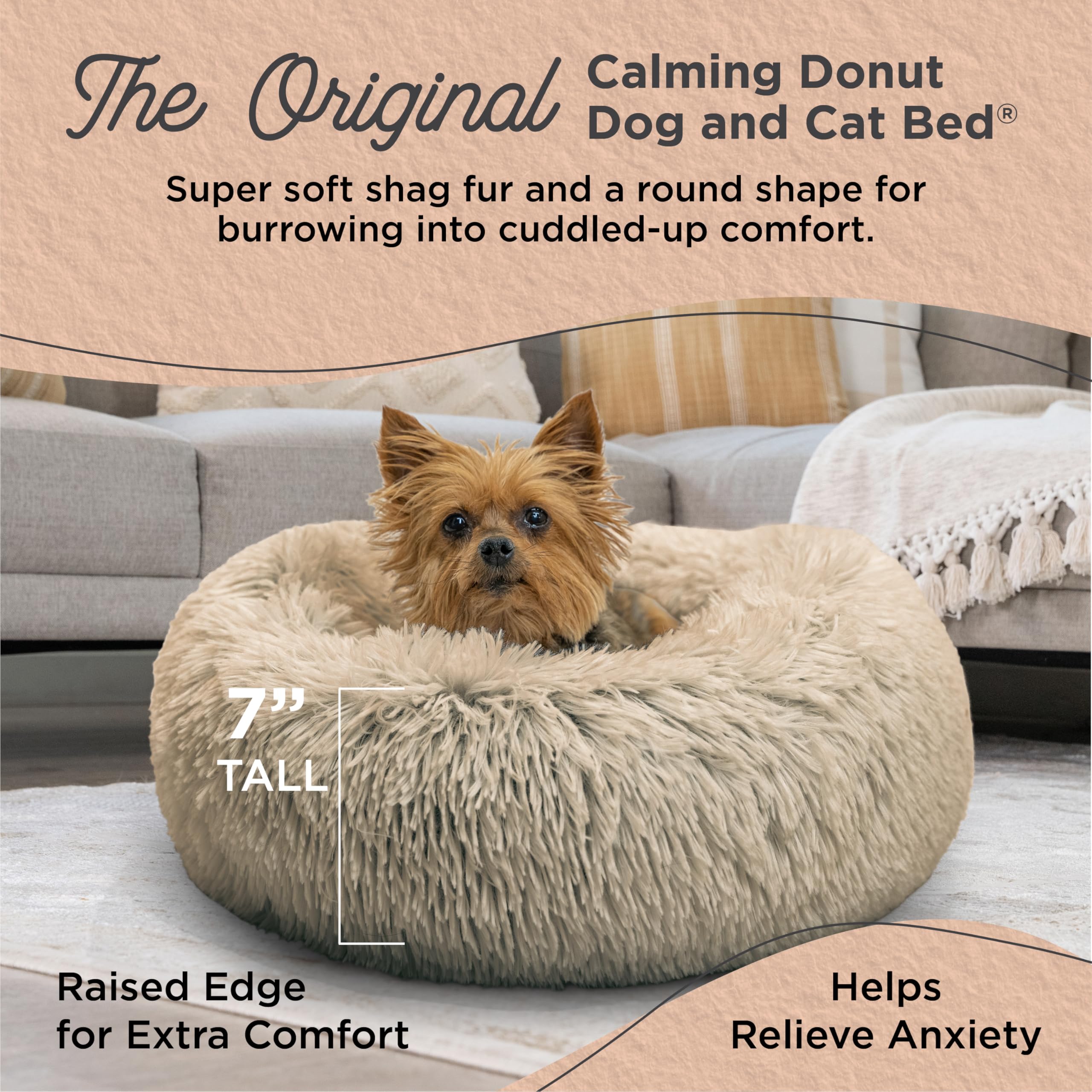 Best Friends Sheri cama donut con borde elevado para soporte de cabeza y cuello.
