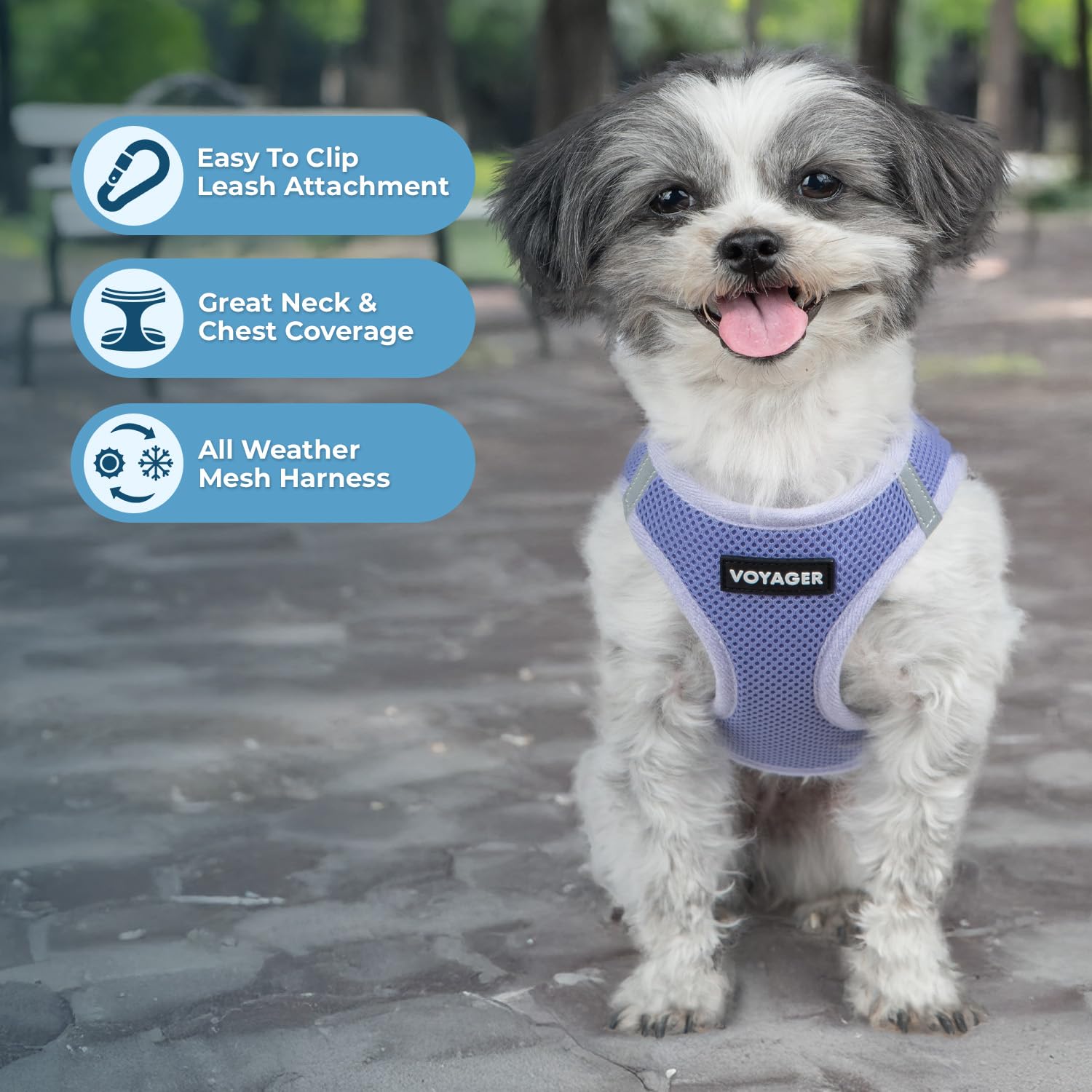 Best Pet Supplies Voyager lavanda, vista lateral, libertad de movimiento