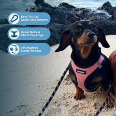 Best Pet Supplies arnés malla peluche rosa con cierre Velcro fácil de usar