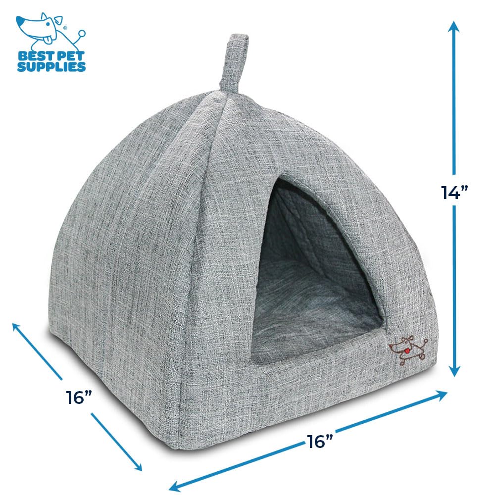 Best Pet Supplies cama gato almohada removible gris, facilita limpieza y ajuste.