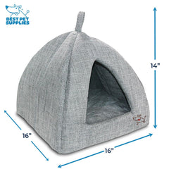 Best Pet Supplies cama gato almohada removible gris, facilita limpieza y ajuste.