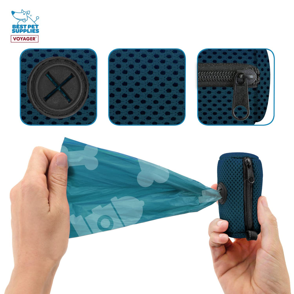 Dispenser de malla suave y duradera para bolsas, resistente en viajes.