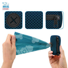 Dispenser de malla suave y duradera para bolsas, resistente en viajes.