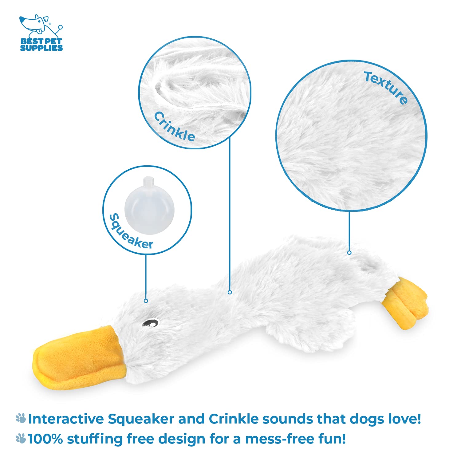 Best Pet Supplies Canard Crinkle, parfait pour lancer et récupérer lors des jeux.