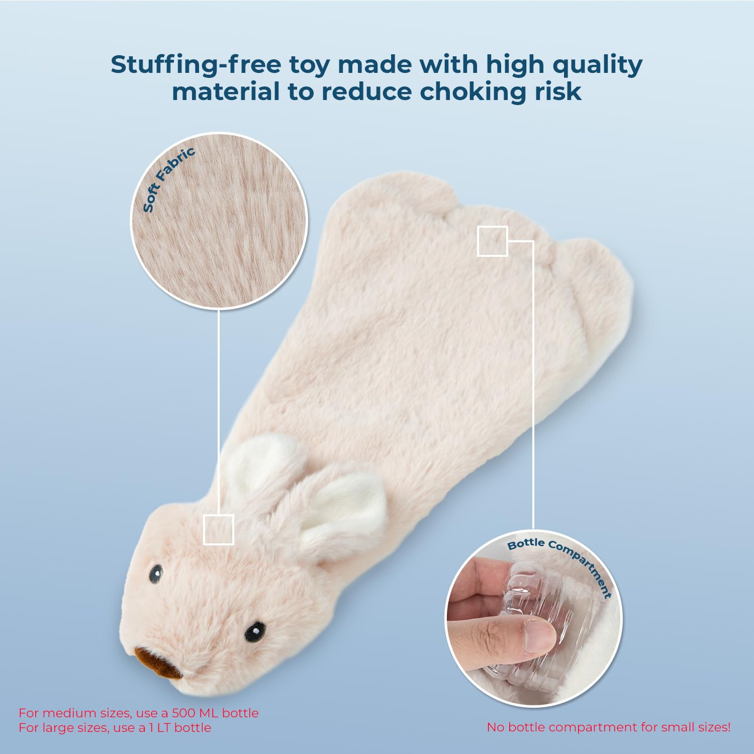 Best Pet Supplies Juguete perro chirriante liebre mediano - apertura para insertar botella y crujido
