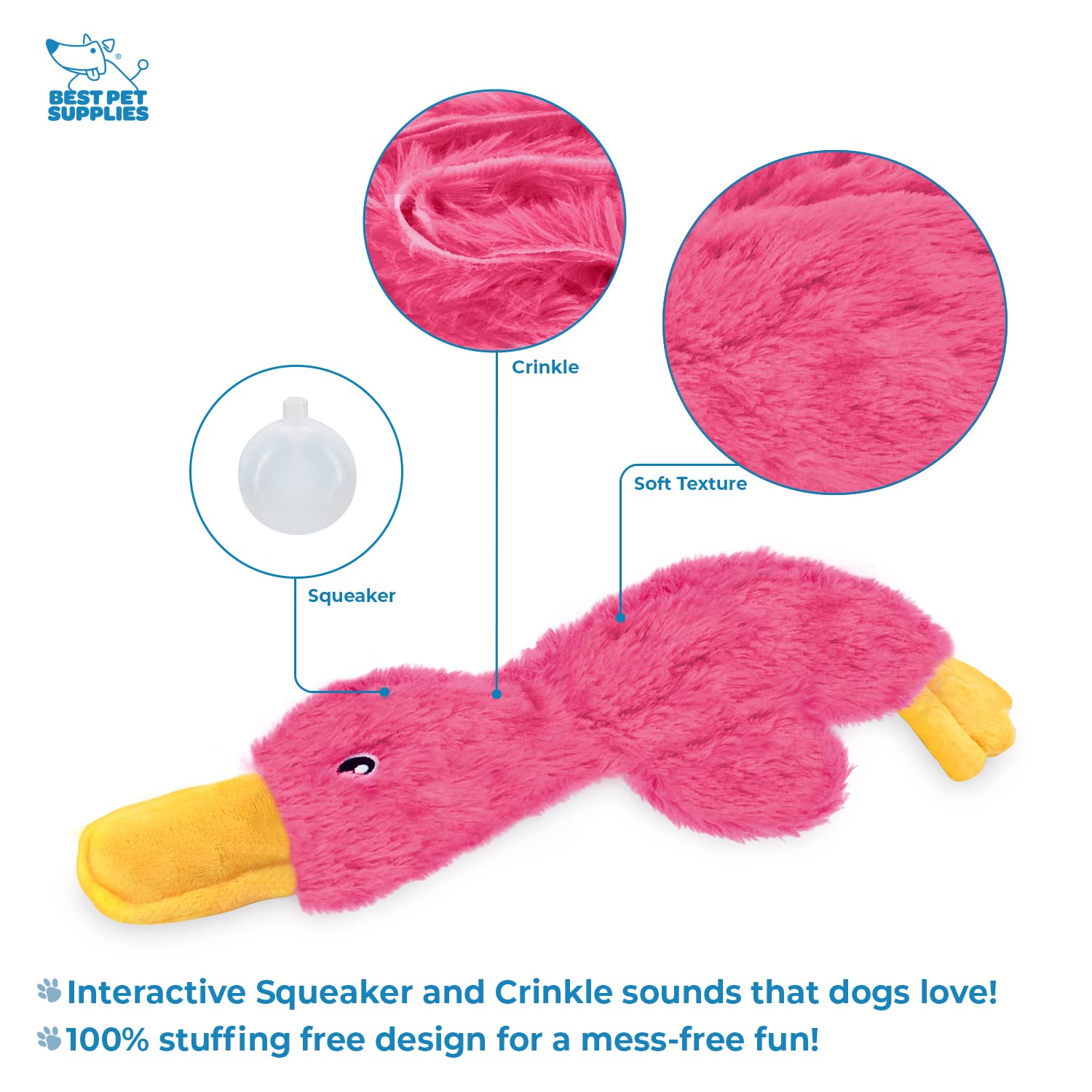 Best Pet Supplies chirrido y crujido dentro del pato para juego interactivo