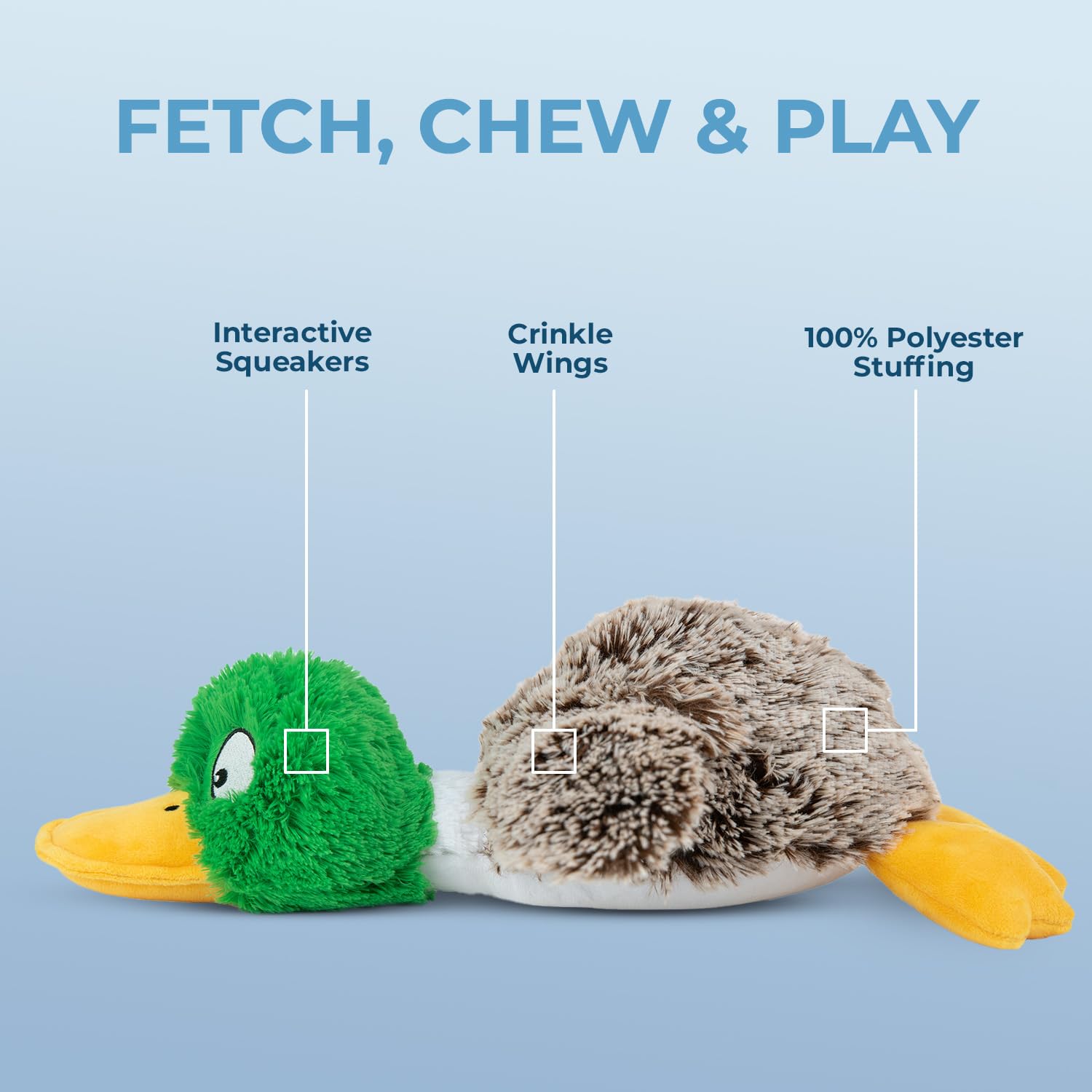 Best Pet Supplies Mallard Duck gris pequeño, diseño crinkle para estimulación sensorial