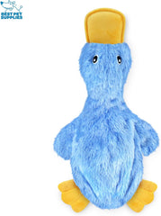 Best Pet Supplies pato crujiente interactivo amarillo lateral, ideal para juego de lanzamiento