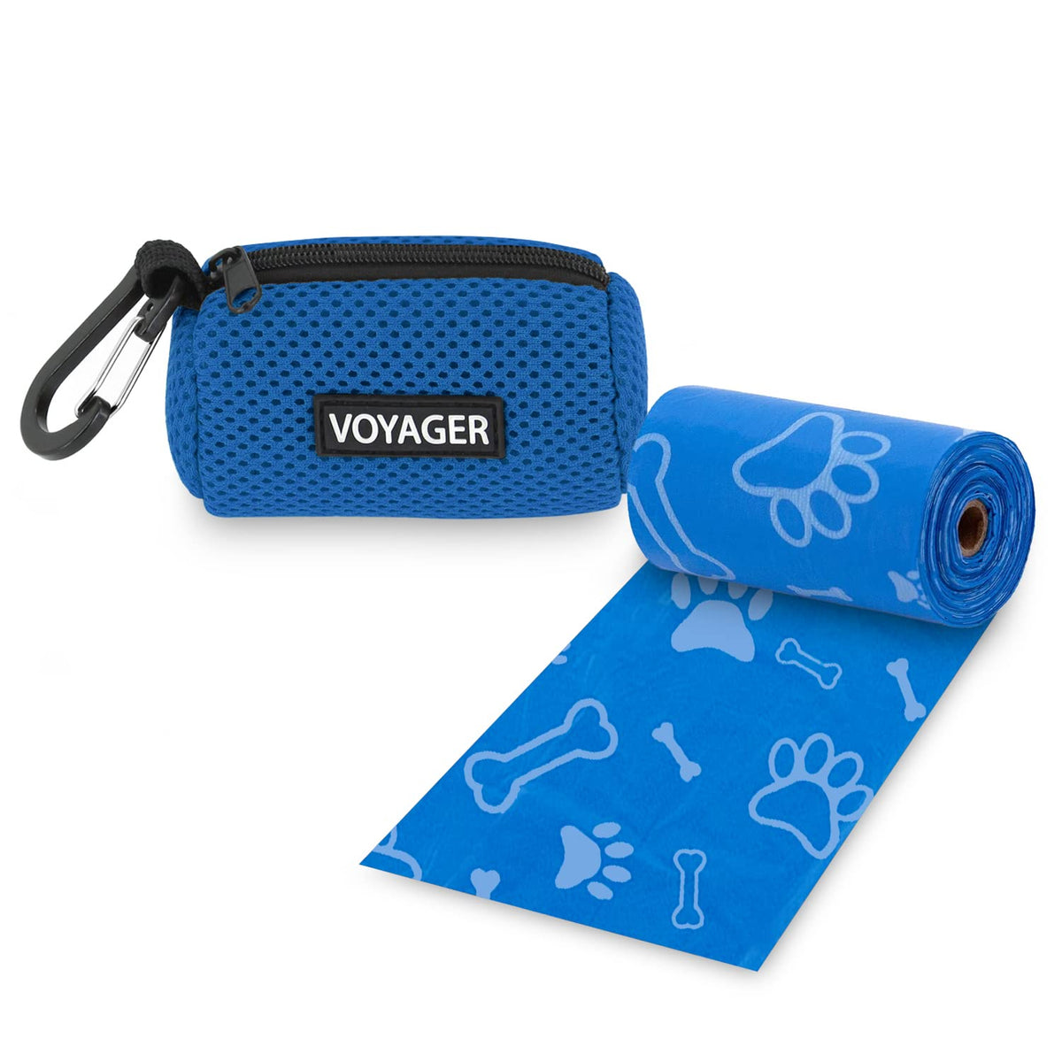 Best Pet Supplies porta-bolsas para paseo en azul real, enganche práctico.